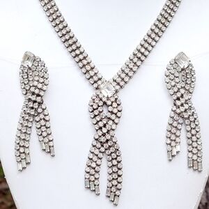 Vintage Rhinestone Necklace & Earrings Set